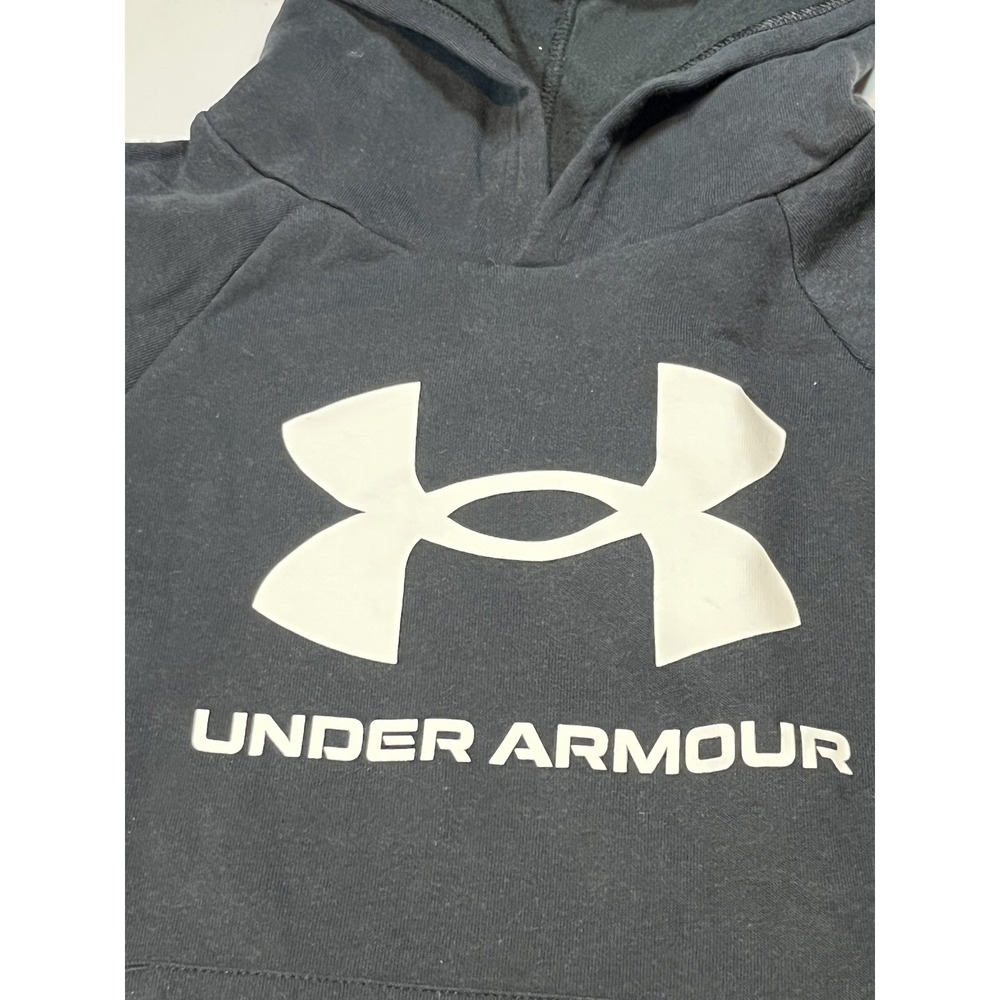Under Armour Youth Kids YSM Black Rival Fleece Pullover Hoodie Sweatshirt Loose - Picture 3 of 9